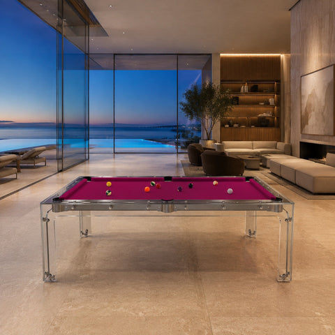 Billards Toulet Carat Light pool table, glass frame with light grey cloth