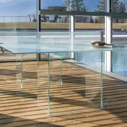 CRYSTAL Glass Ping Pong Dining Table – Convertible Table Tennis