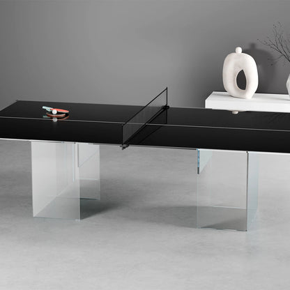 CRYSTAL Glass Ping Pong Dining Table – Convertible Table Tennis