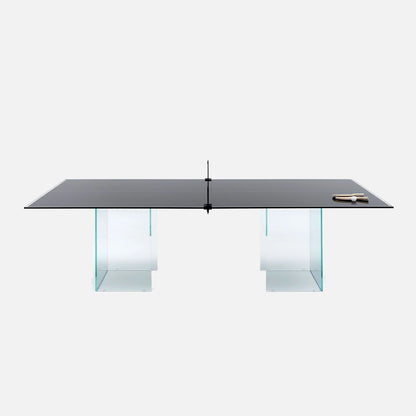 CRYSTAL Glass Ping Pong Dining Table – Convertible Table Tennis