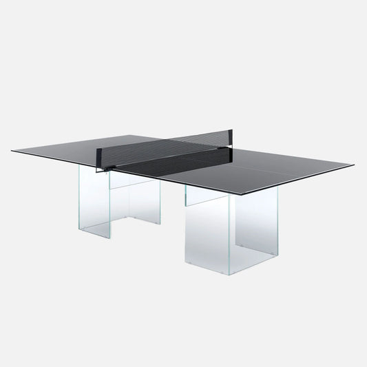 CRYSTAL Glass Ping Pong Dining Table – Convertible Table Tennis