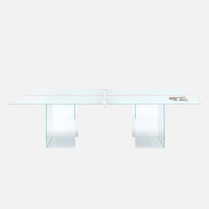 CRYSTAL Glass Ping Pong Dining Table – Convertible Table Tennis