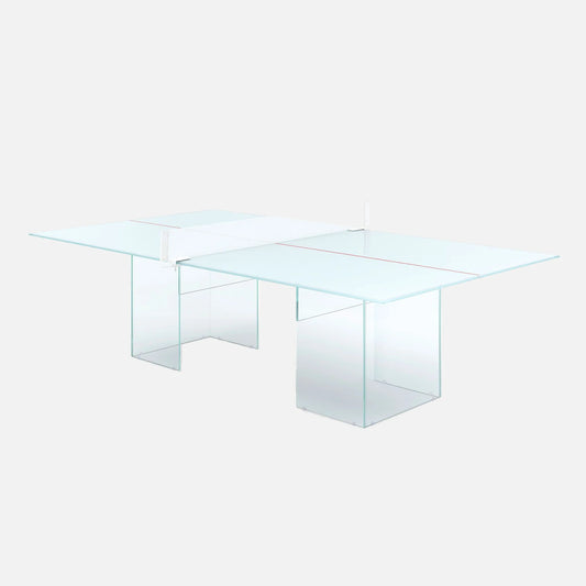 CRYSTAL Glass Ping Pong Dining Table – Convertible Table Tennis