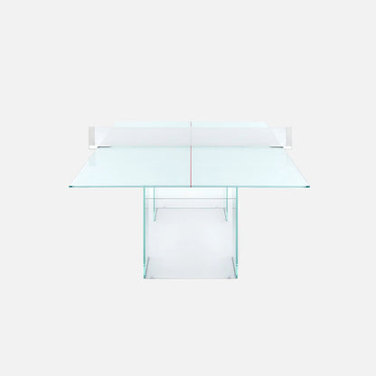 CRYSTAL Glass Ping Pong Dining Table – Convertible Table Tennis