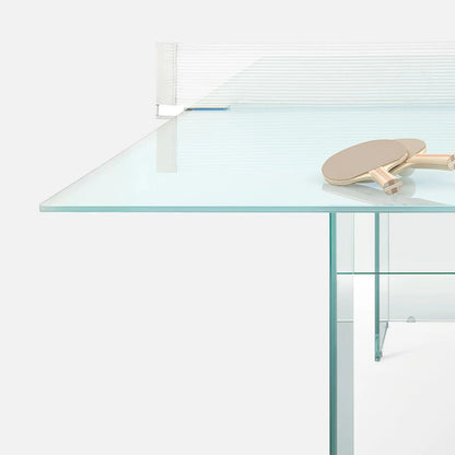 CRYSTAL Glass Ping Pong Dining Table – Convertible Table Tennis