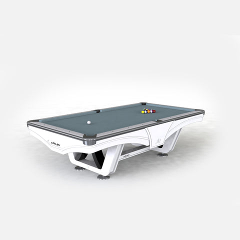 8ft Riley Ray Tournament American Pool Table – White/Bankers Grey