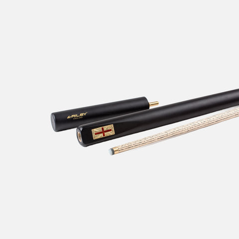 Riley England 3 Piece English Pool Cue 3/4 Cut - 9mm Tip - Black/Ash (RES-7FR)