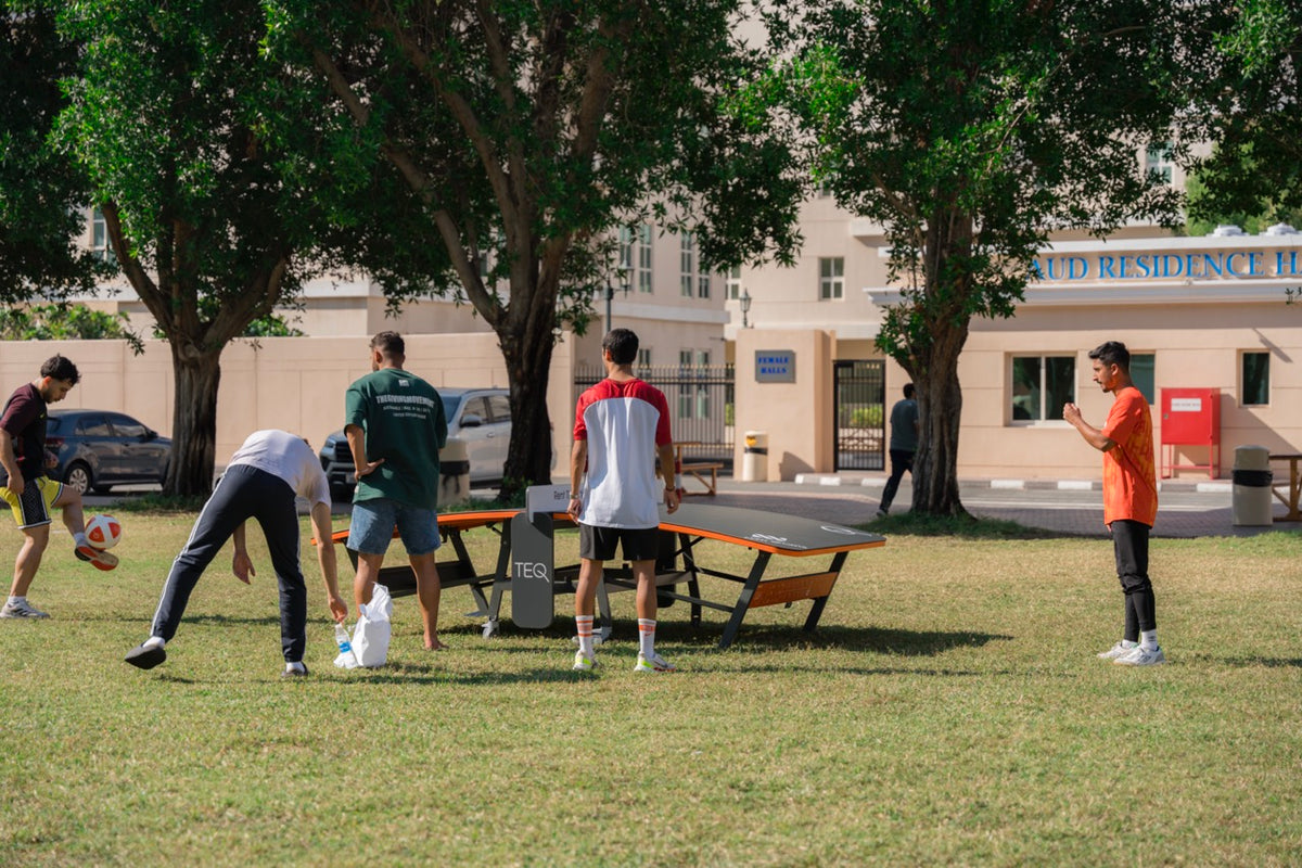 Teqball in the sports facility at the American University in Dubai