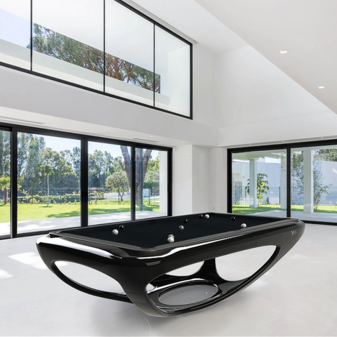 Billards Toulet Whitelight pool table in black lacquer and copper with black cloth