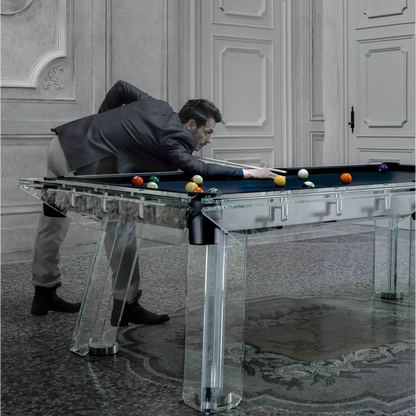 IMPATIA Filotto Marble pool table, marble base with glass frame