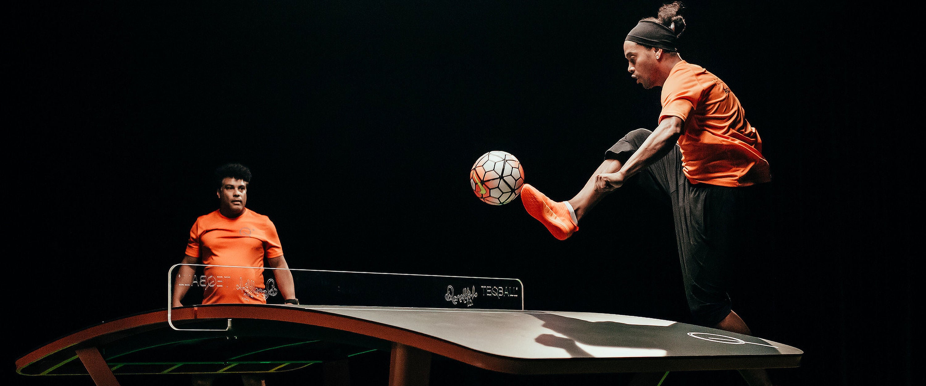 Ronaldinho, Teqball ambassador, playing on an official TEQ table