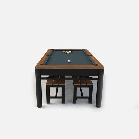 Riley 7’ Continental American Pool Table with Benches and Dining Top.