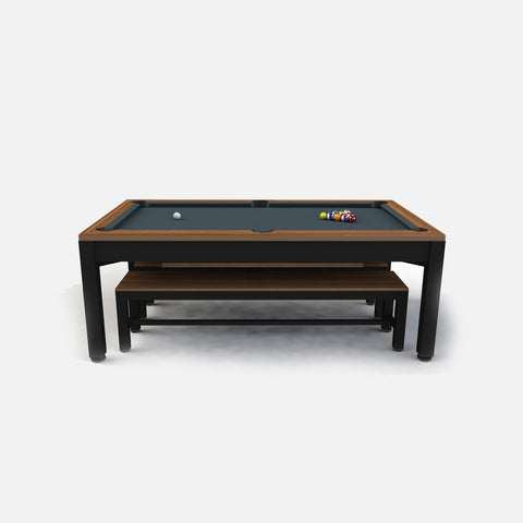 Riley 7’ Continental American Pool Table with Benches and Dining Top.