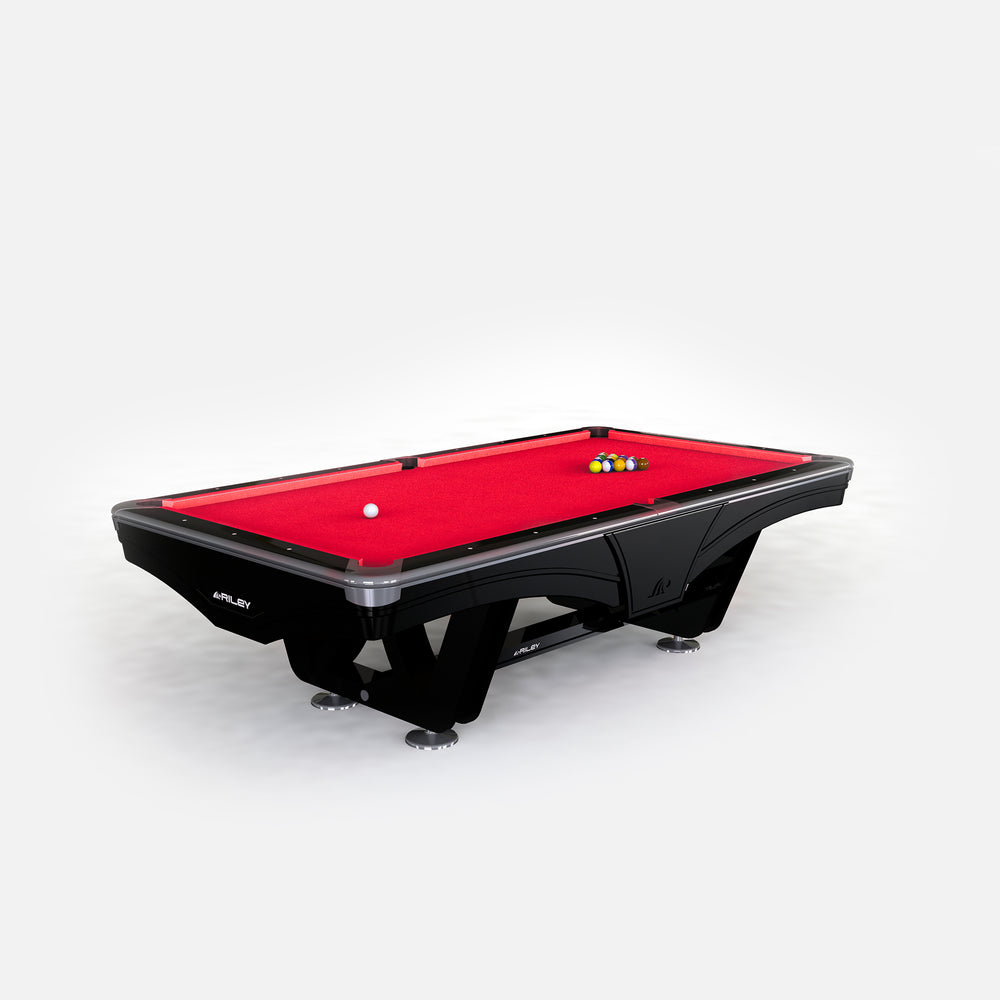 Black and store red pool table