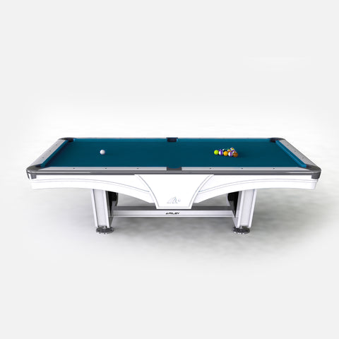 8ft Riley Ray Tournament American Pool Table - White/Petrol Blue