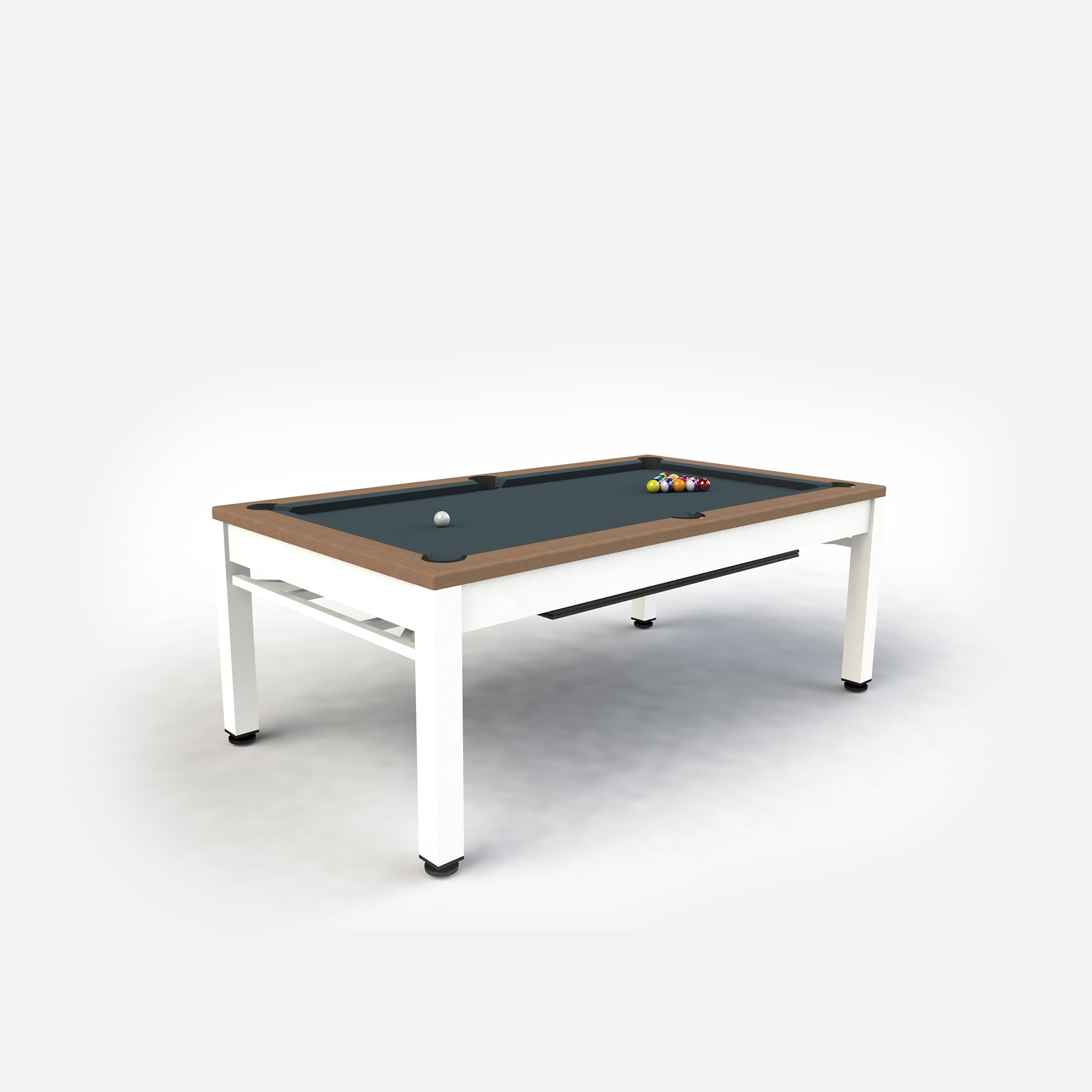 Riley 7’ Neptune Outdoor Pool Table with Benches & Table Top White/T